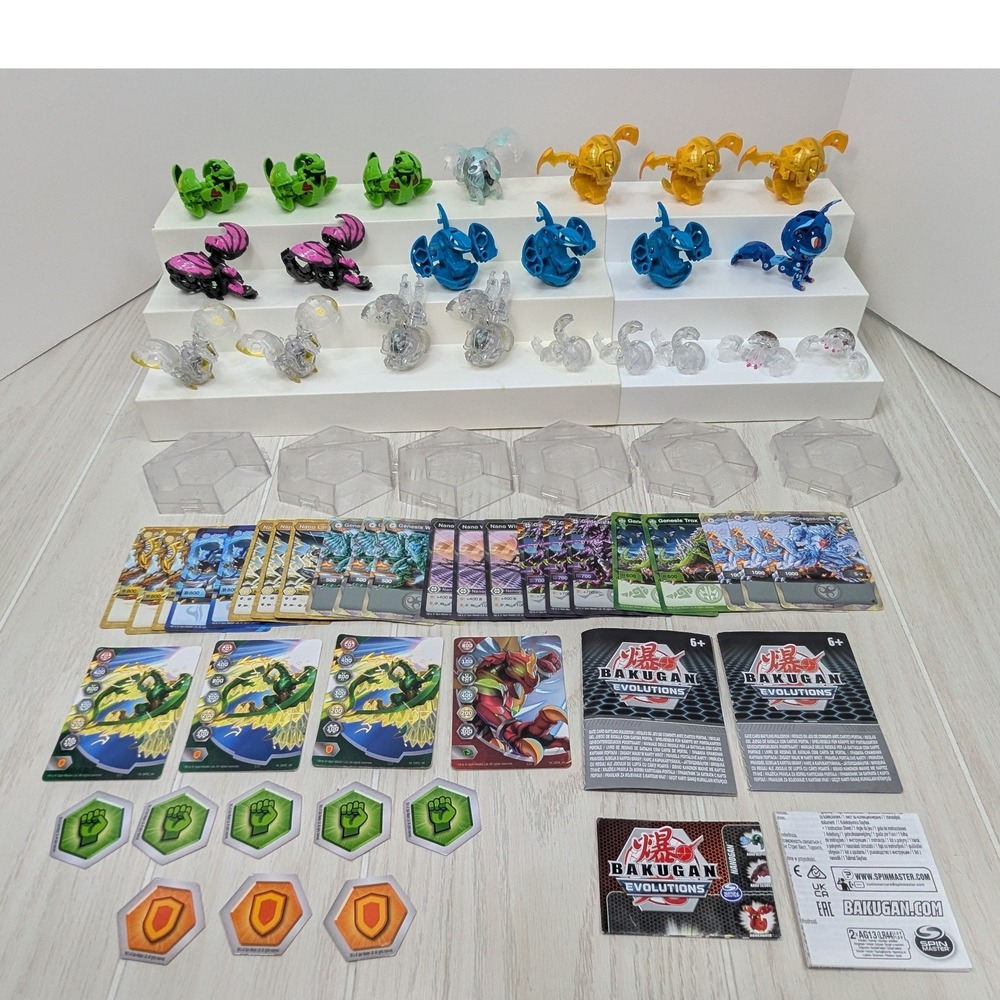 Bakugan Evolutions Genesis Collection Lot Figures Cards Hexagons Clear
